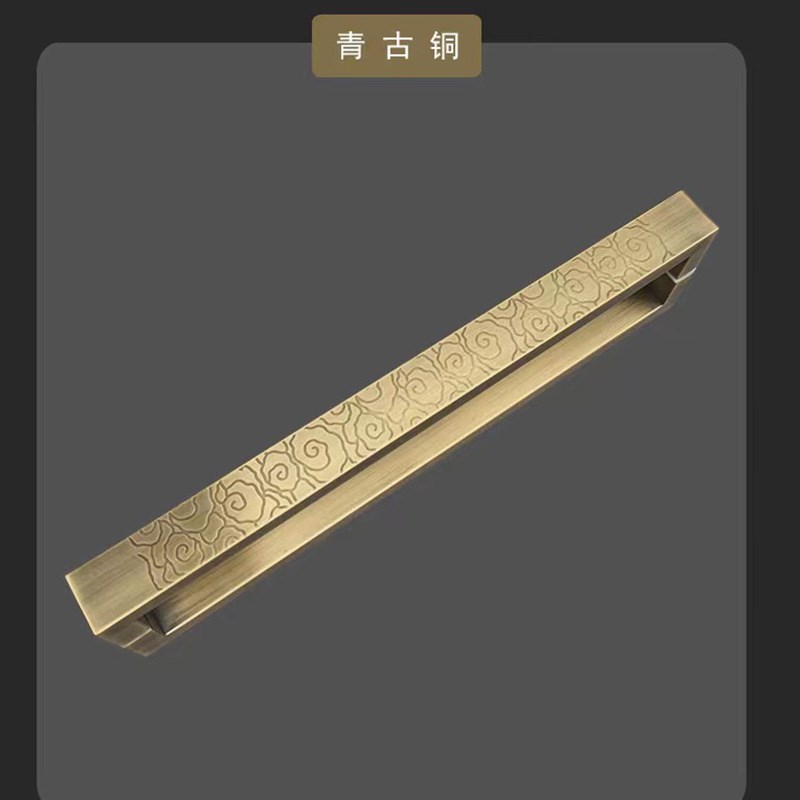 新中式厂家不锈钢扶手玻璃门拉手回纹祥云轻奢酒店大门把手