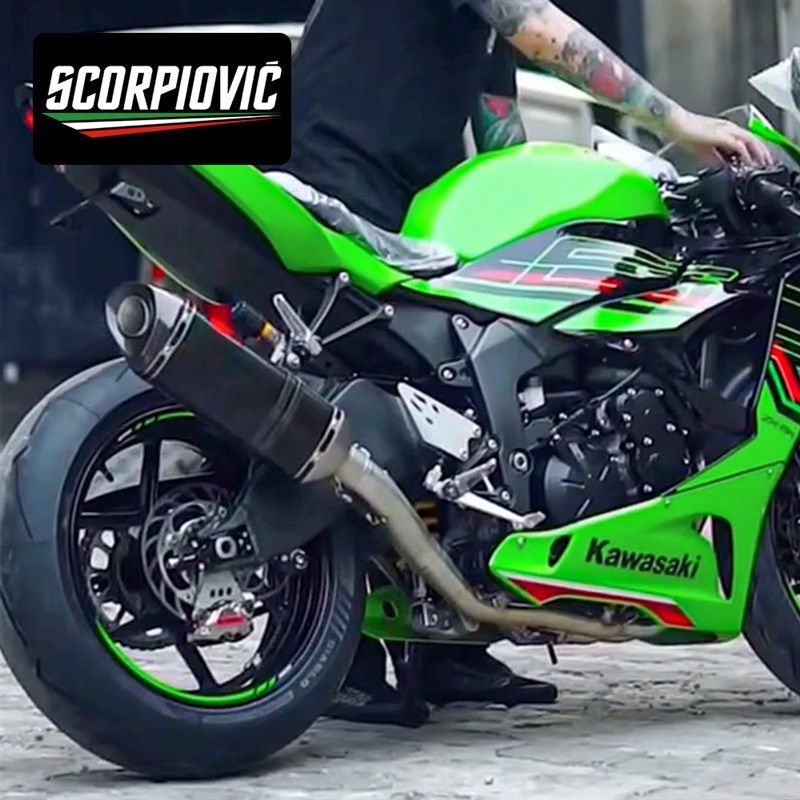 摩托车机车排气管改装 适用ZX6R钛合金中段 尾段消声器套装2024年