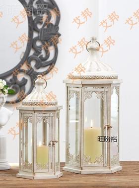 北欧复古铁艺烛台浪漫蜡婚礼风灯装饰金品摆件家庭VRW居户外院属