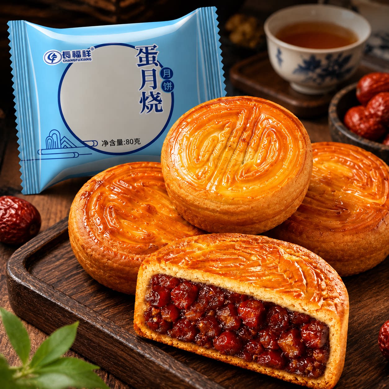 长福祥正宗蛋月烧蛋糕皮月饼五仁红枣老式传统糕点正品官方旗舰店
