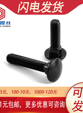 M5M6 304不锈钢黑色马车螺丝货架定位方颈螺栓*x12x25x30x40x50mm