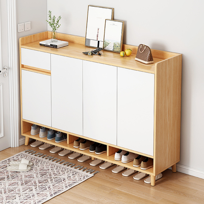 鞋柜家用门口入户门电梯玄关柜阳台储物柜室内防尘实木腿鞋架