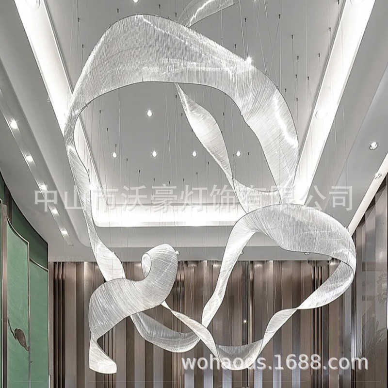 定制售楼部沙盘飘带吊灯创意酒店大堂宴会厅玻璃水晶非标工程灯具