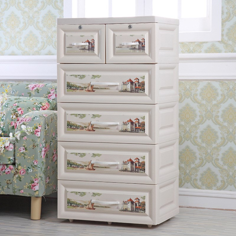 分层抽屉式收纳柜塑料客厅卧室家用简易置物柜组装储物柜PP材质