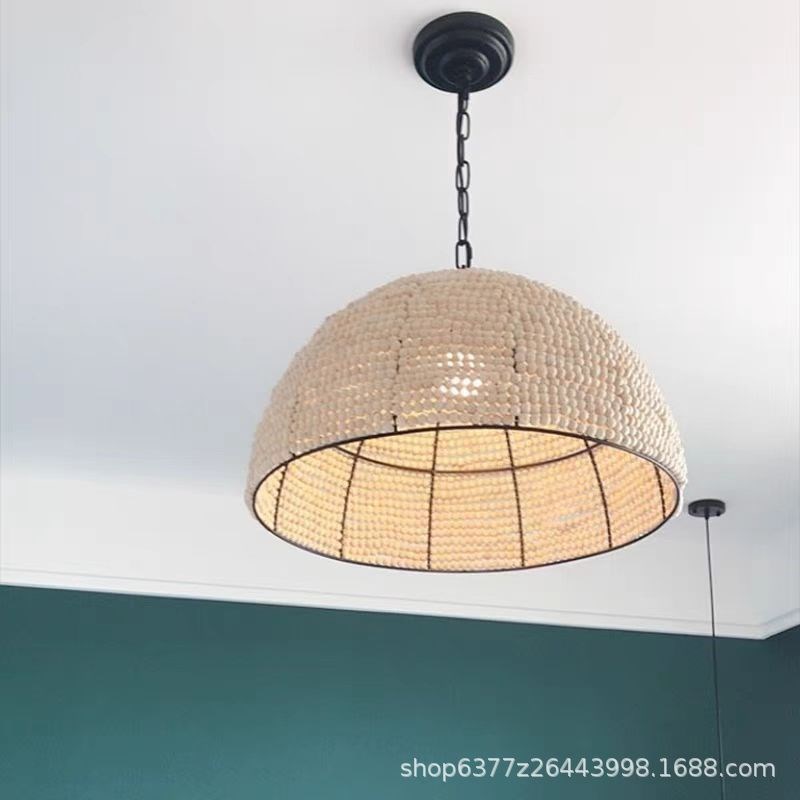 美式乡村吊灯卧室个性吧台玄关走廊儿童房民宿客厅餐厅木珠装饰灯