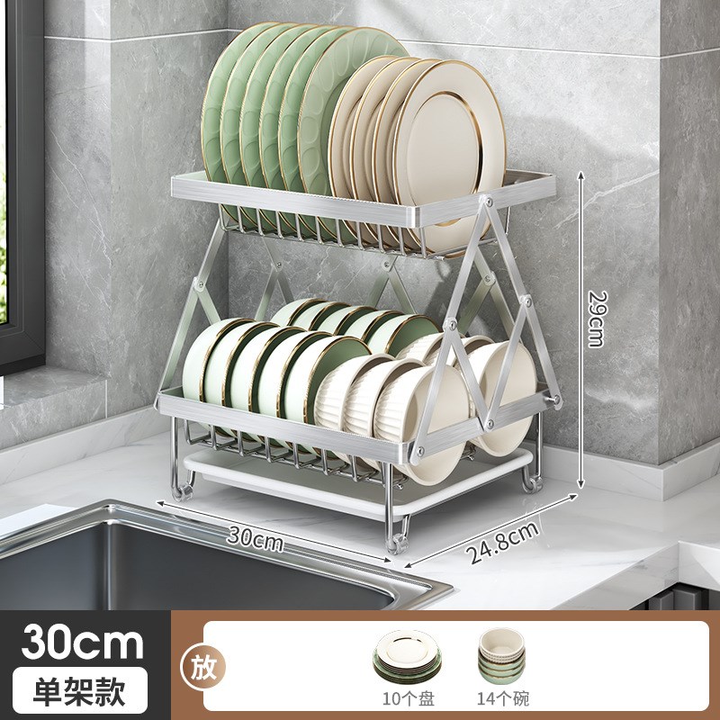 不锈钢碗盘架子厨房碗碟置物架加厚碗筷收纳碗盘架家用碗架沥水架