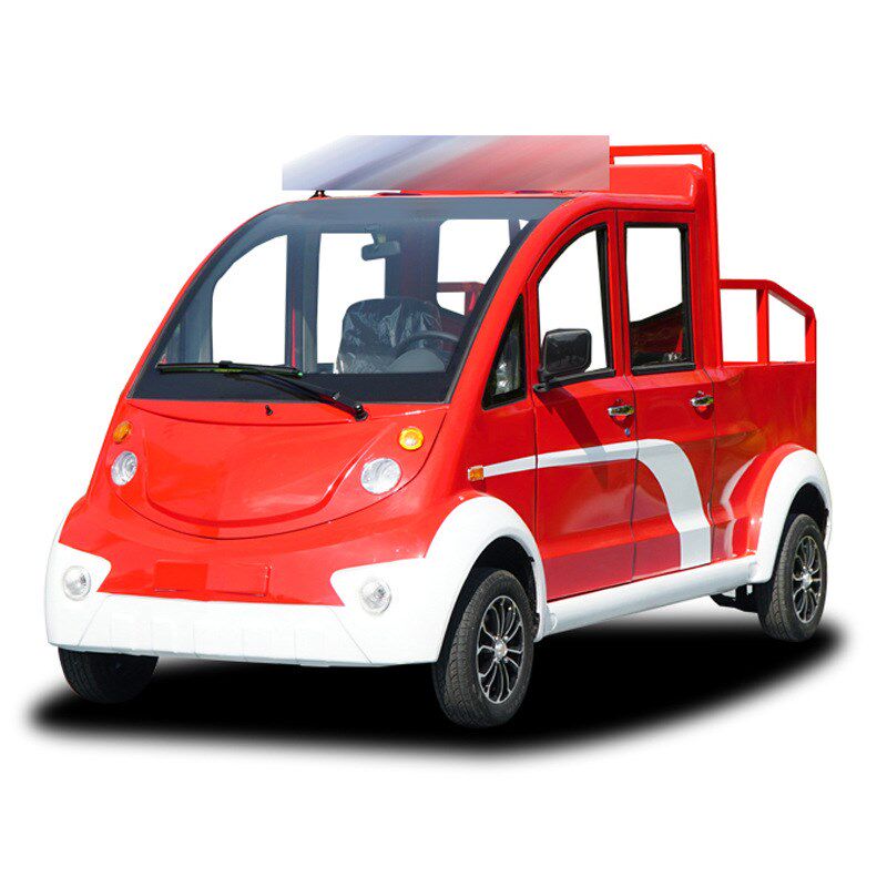 双排电动四轮皮卡车载人拉货厂房用货斗车封闭物业巡逻皮卡车