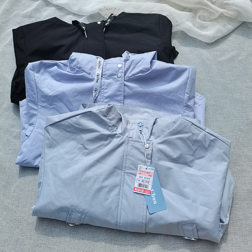 3件包邮140-160日单女童中大童少女秋季防水风衣连帽拉链外套