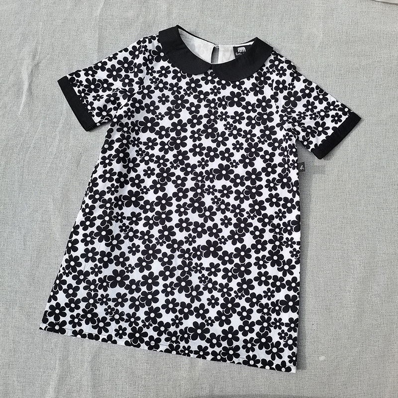 3样包邮4-10码赫本风~女童夏季全棉黑白花朵娃娃领翻领短袖连衣裙,童装/婴儿装/亲子装,连衣裙,淘宝优惠券,粉丝福利购,淘宝优惠卷