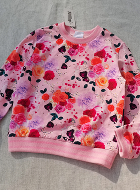 3样包邮4码澳单mi*y 女童 春秋95%棉 红色玫瑰  长袖T恤