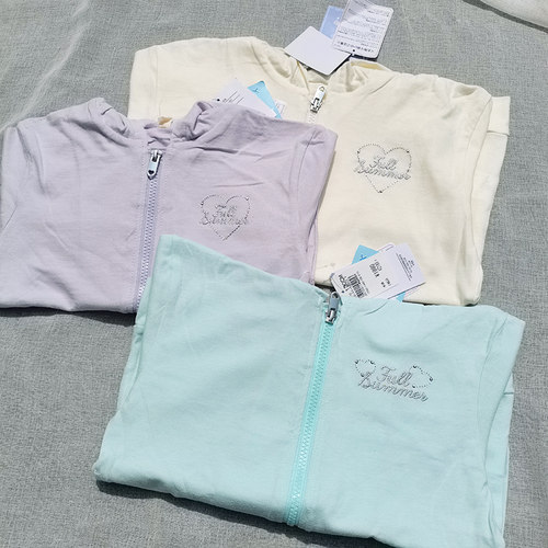 3样包邮120-160日单女童全棉夏秋季薄款连帽拉链外套防晒衣防晒服