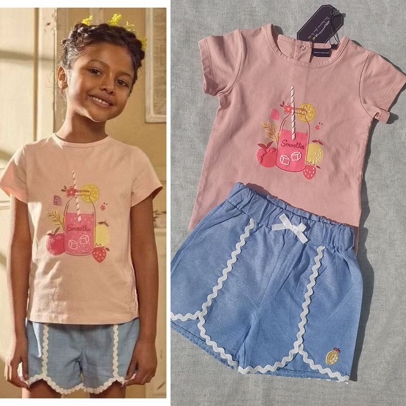 3样包邮2-7码法单女童夏季粉色短袖T恤刺绣柠檬短裤两件套装,童装/婴儿装/亲子装,套装,淘宝优惠券,粉丝福利购,淘宝优惠卷