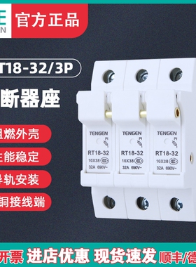 TENGEN天正 RT18-32 3P熔断器座 1038mm保险丝座 RO15 RS15底座
