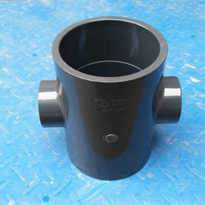 PVC异径四通 UPVC塑料化工级变径四通 DN100*50 DN100*40耐压PN16