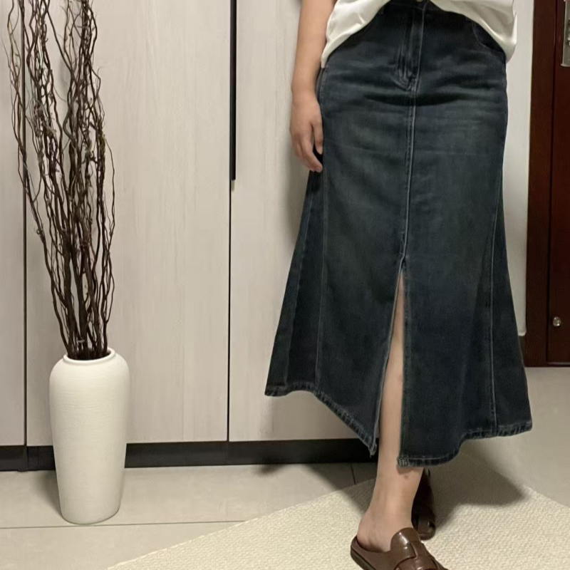 中高腰女士牛仔裙半身裙 设计感显瘦显腿长开叉包臀显瘦鱼尾裙女