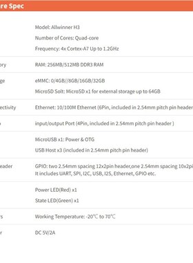 NanoPi Neo Core-LTS 512M RAM/8G eMMC Allwinner H3 CortexA7