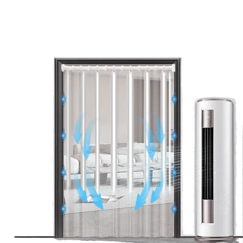 空调门帘免打孔挡风隔断挂帘透明帘阻冷隔热防油烟厨房遮挡隔断帘