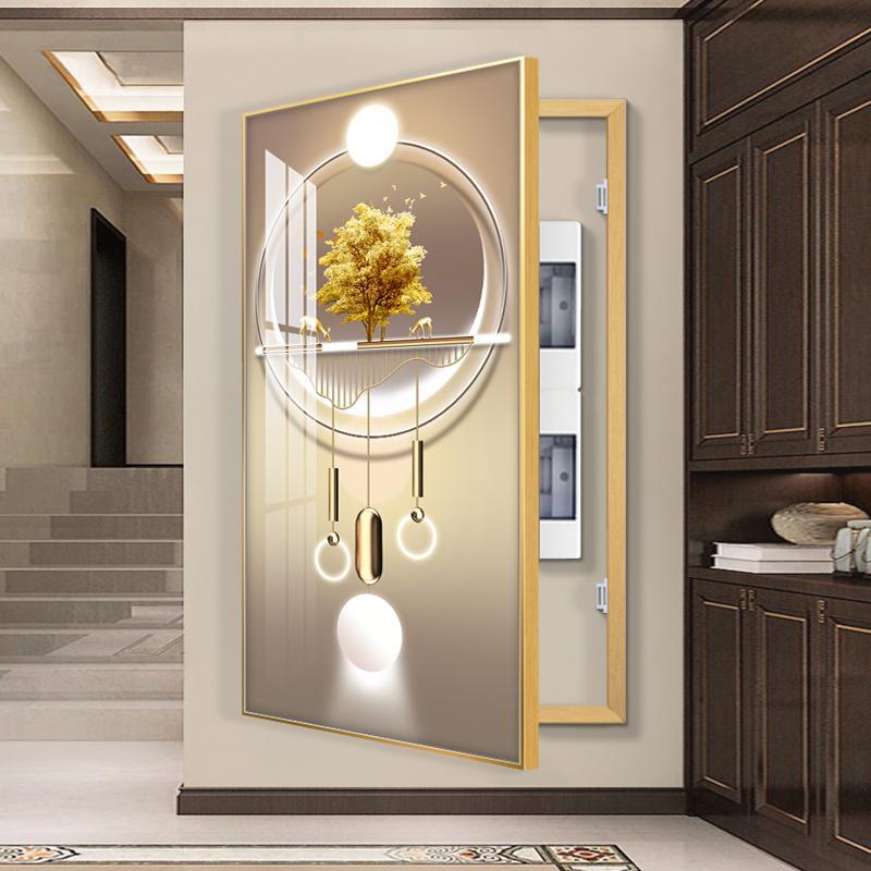 现代轻奢电表箱装饰画免打孔竖版配电箱壁画电闸盒总开关遮挡挂画