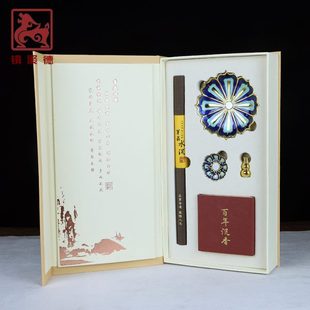 铜聚德 莲花多用香碟盘香线香香插 葫芦底座香托盘香架香道礼盒装