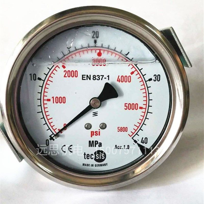 德国 TECSIS 泰科思 充液 耐震压力表 100表面 EN 837-1 注塑机表