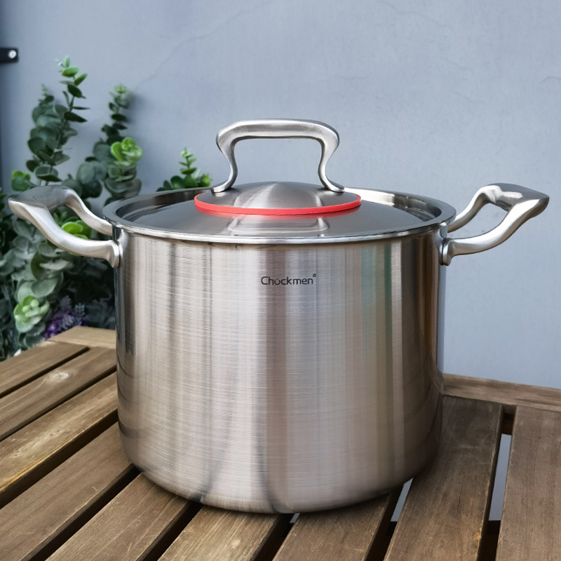 Chockmen304不锈钢双耳汤锅家用炖锅三层钢加厚煲汤锅深烧锅22cm