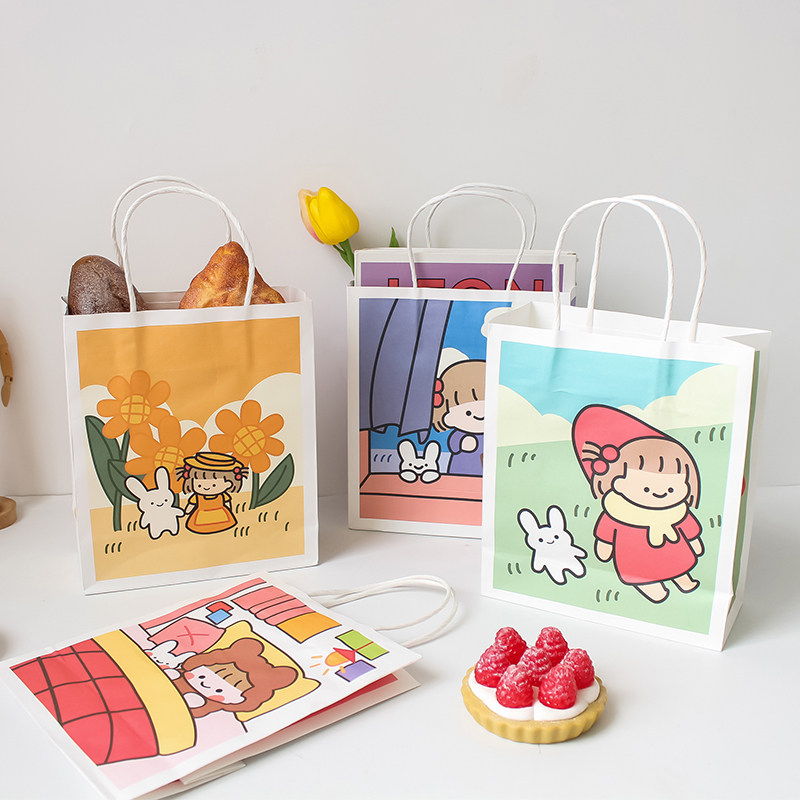 ins风可爱女孩手提购物礼品袋 小号学生毕业生日礼物纸质包装袋子