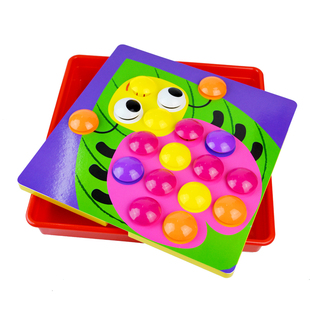 6岁 宝宝早教大颗粒蘑菇钉组合儿童益智拼图幼儿园拼插玩具1