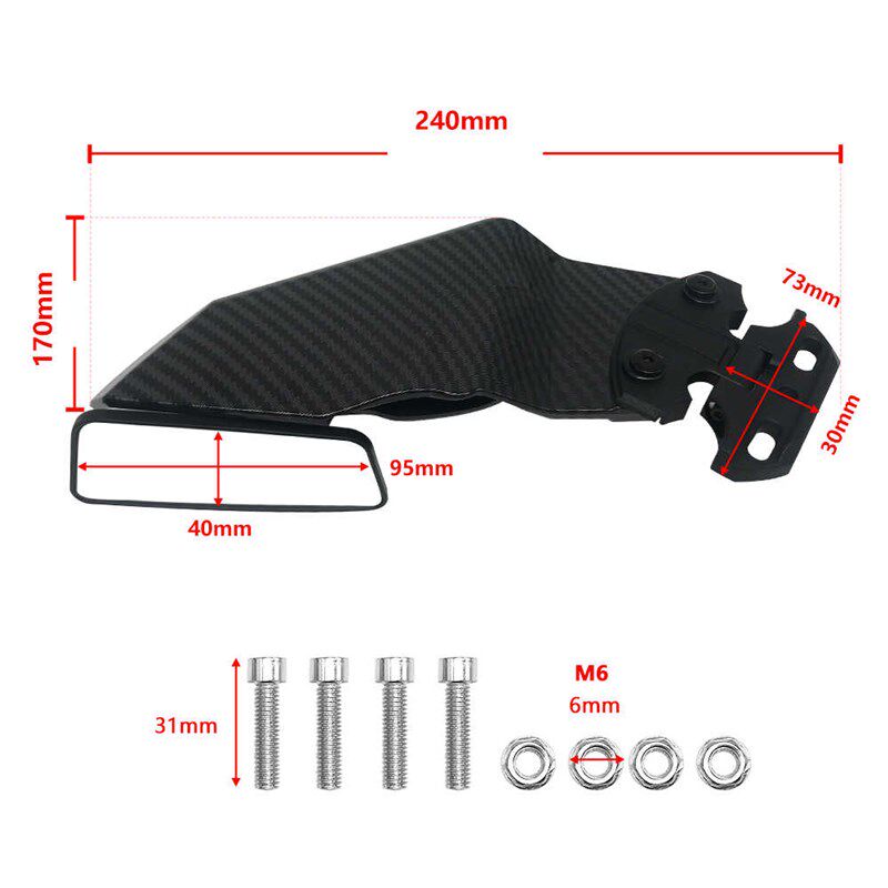 适用钱江赛600/赛800 赛921/550 赛450/400/250改装定风翼后视镜