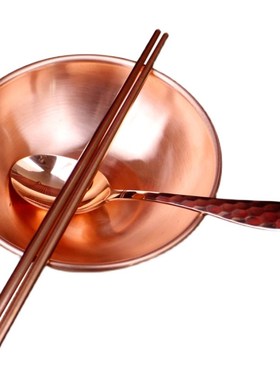 铜碗纯铜餐具黄紫铜铜碗食用铜筷子铜勺铜水杯铜茶杯食品级补铜