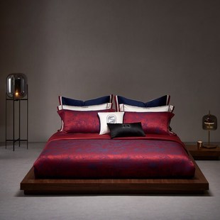 160支进口匹马棉色织提花高端西式 婚庆四件套红色高级感结婚床品4