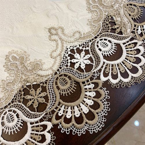 圆形桌布布艺欧式蕾丝轻奢家用大圆桌餐台布餐厅酒店防尘盖布桌垫