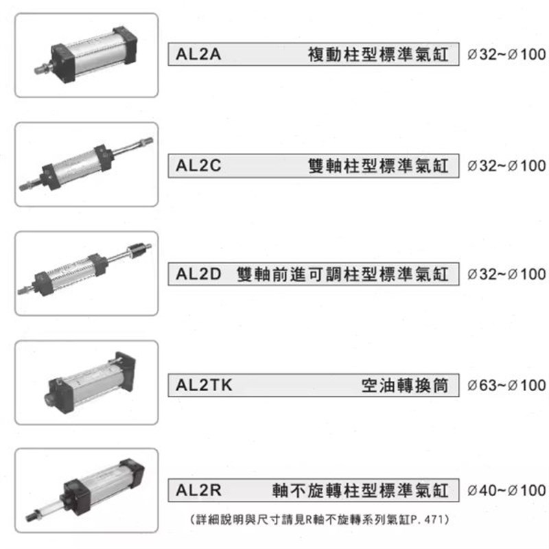 台湾君帆气缸AL2A-G-SD/FA/LB/CA-150*25*40*50*75*100/150*200ST