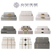 现代简约轻奢首饰盒家居摆件样板间软装 饰盒 饰品书房卧室梳妆台装