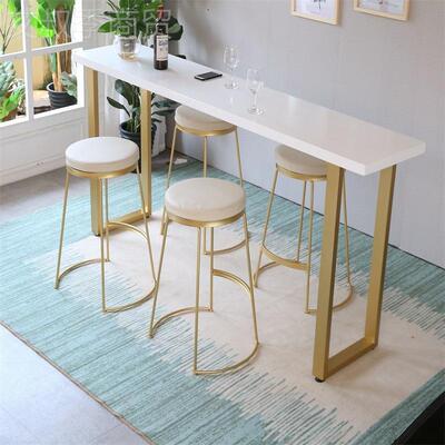 北欧木吧台桌椅台 奶茶实店咖啡厅靠墙吧qp-0330b椅简约铁艺桌靠