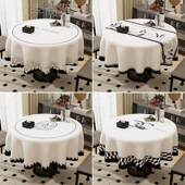 桌法式 复古小圆桌IHQ布奢高级感茶几圆形餐桌垫子防水轻防油免台