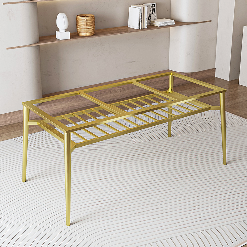 轻奢岩板桌腿大理石餐q桌脚金属双层桌架支架定制大板茶桌茶几底