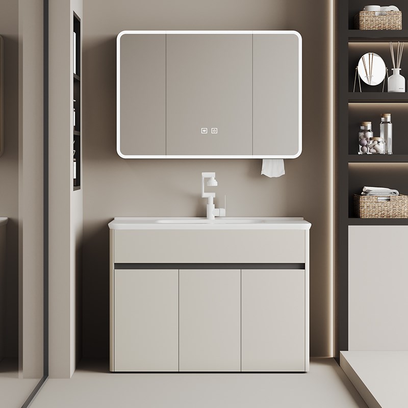 蜂窝铝合金落地式洗漱台浴室柜组合陶瓷一体盆卫T生间洗脸洗手盆