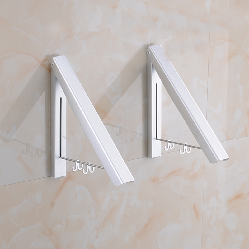 免打孔折叠晾衣架壁挂式隐形太空铝E晾衣杆晾衣神气室内外阳台酒