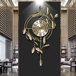 轻奢金属挂墙壁挂时钟 客厅网红钟表挂钟玄关家用静音时钟大气时尚