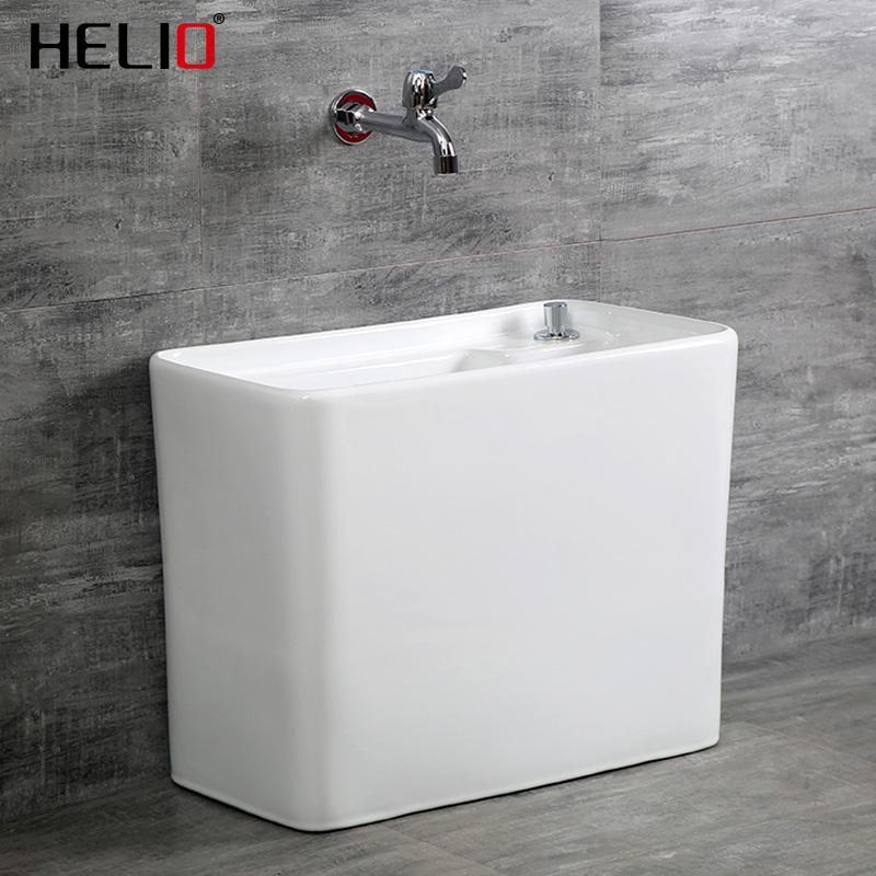 长方形陶瓷d拖把池阳台拖布池一键自动下水墩布池卫生间大口径水