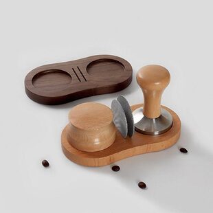 咖啡压粉座布粉器分水网收纳架5158粉锤通用胡桃木填压器支架器具