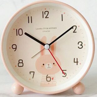静音闹钟学生用卧室床头钟表儿童卡通桌面夜灯台钟女生可爱小闹表
