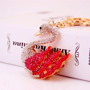 创意可爱镶钻天鹅汽车钥匙扣动物金属挂件女包挂饰钥匙链.礼品344