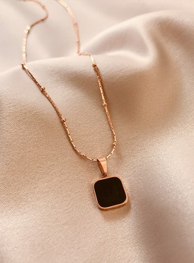 暗黑几何吊坠女网红项链潮u钛钢锁骨链不掉色ins网红嘻哈玫瑰金