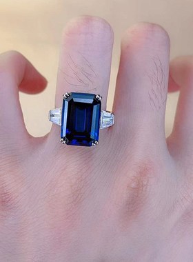 珠宝 2023l新款S925银戒指镶嵌10*14mm皇家蓝戒指欧美风女款