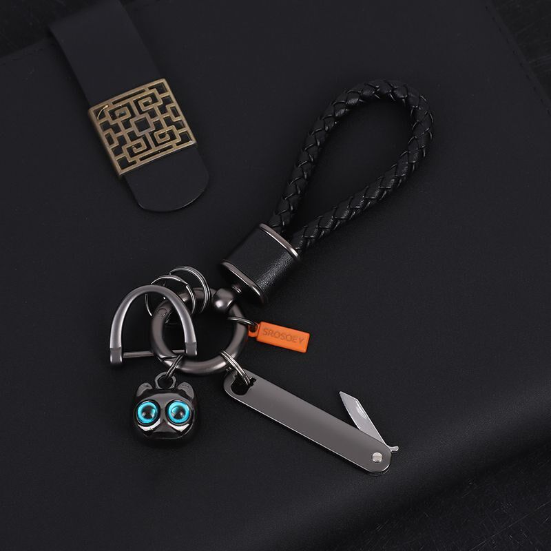 简约编绳钥e匙扣创意新款金属电镀小猫防丢挂件汽车链网红锁匙圈