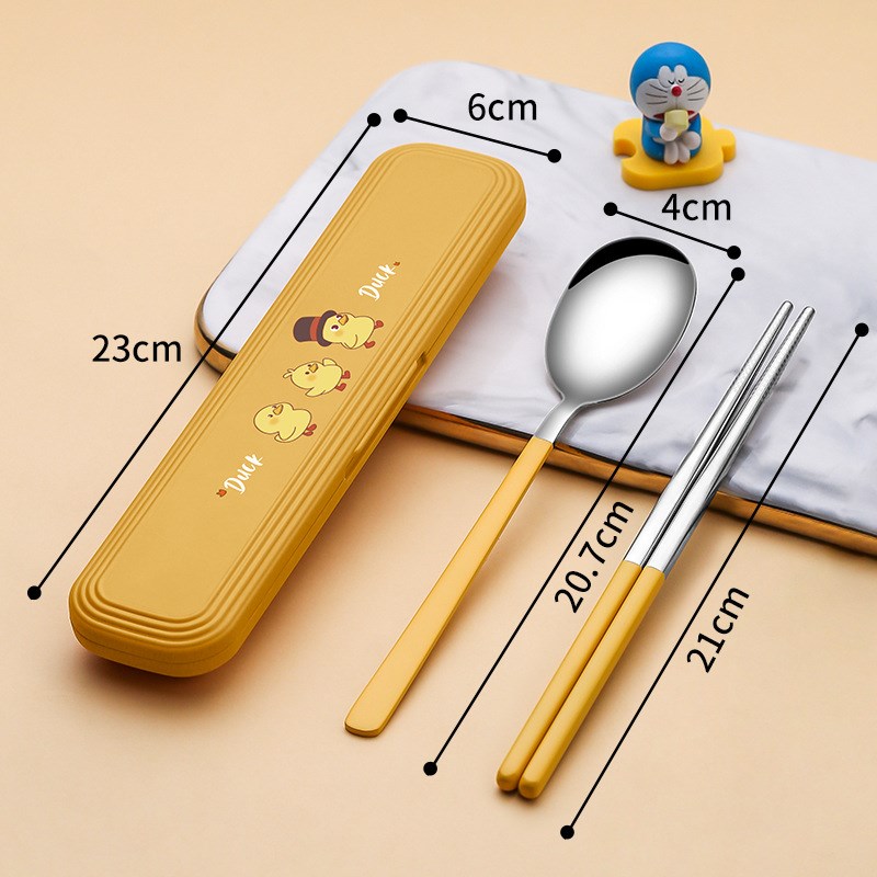 304不锈钢便携餐具套装筷x子勺子叉子学生三件套旅行盒户外礼品