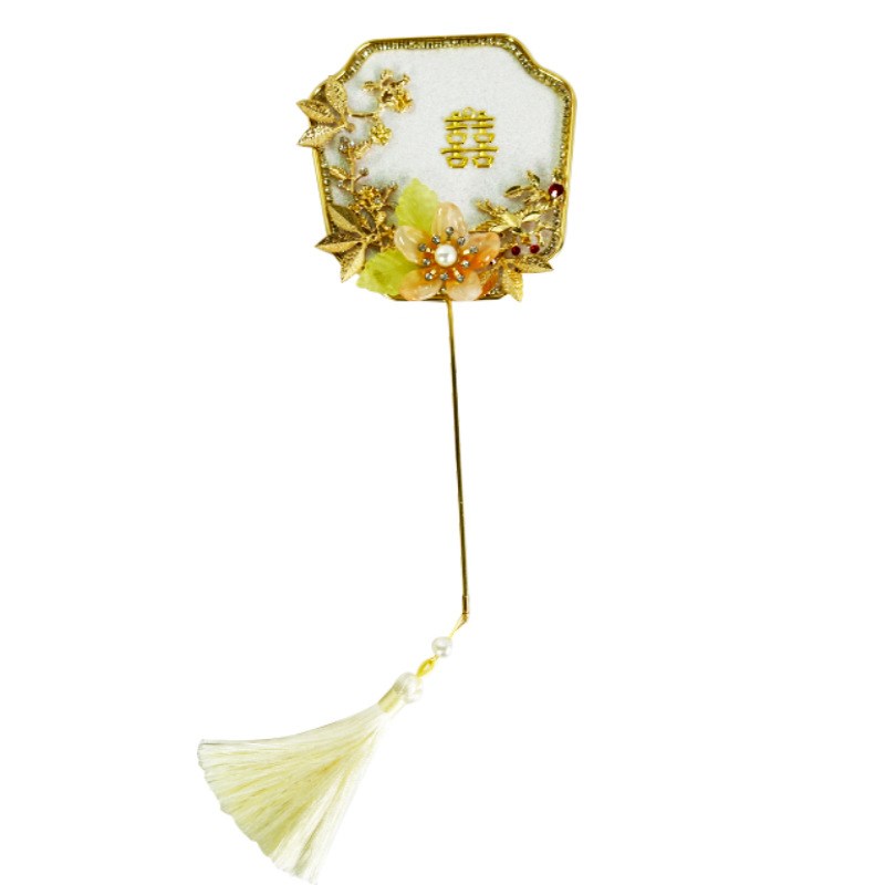 中式婚礼迎亲手持迷你小团扇复古流苏秀禾扇新娘旗袍X造型拍照道