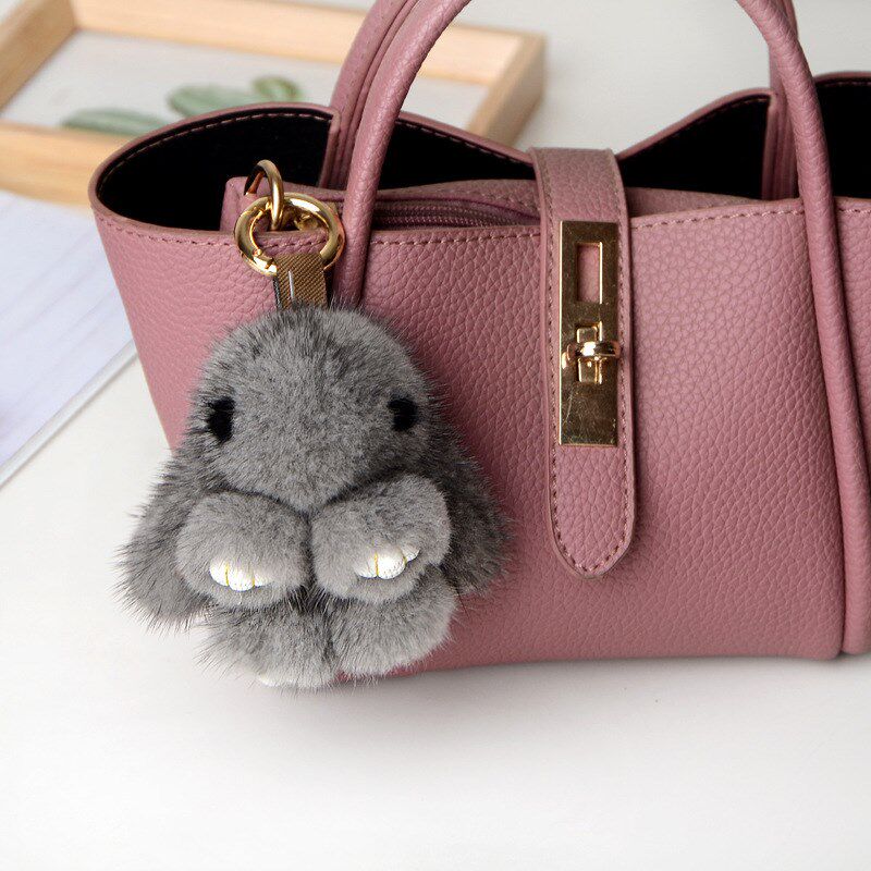 水貂毛绒可爱网红兔子挂饰女书包公仔F皮草时尚汽车钥匙扣包包挂