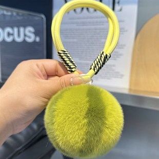 可爱獭兔毛小h西瓜汽车钥匙扣挂件毛绒球球公仔玩偶书包包挂件挂